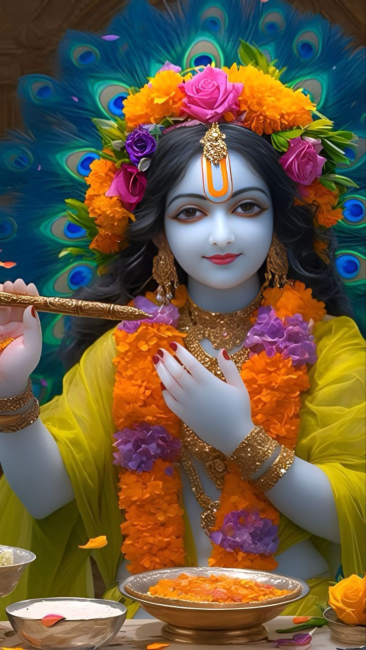Lord Krishna playing the flute, divine grace