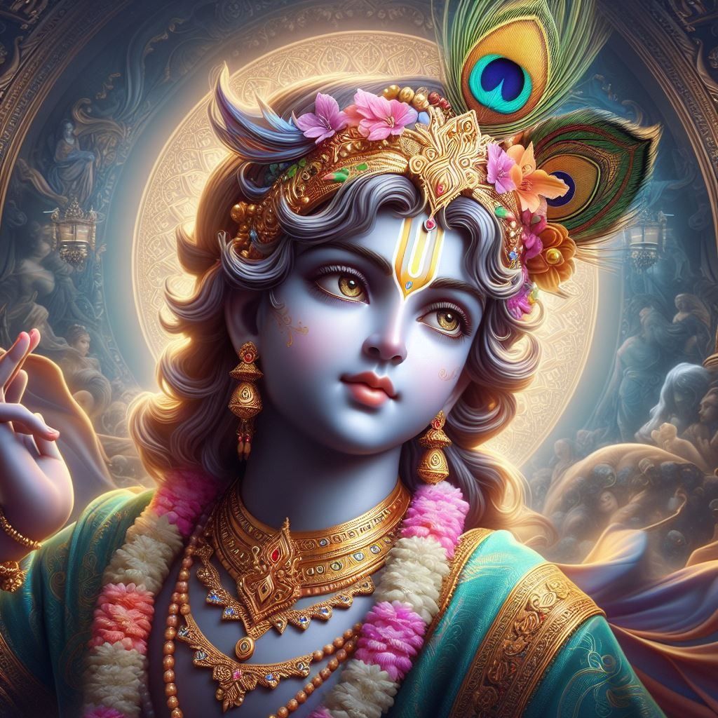 Lord Krishna with peacock feather crown