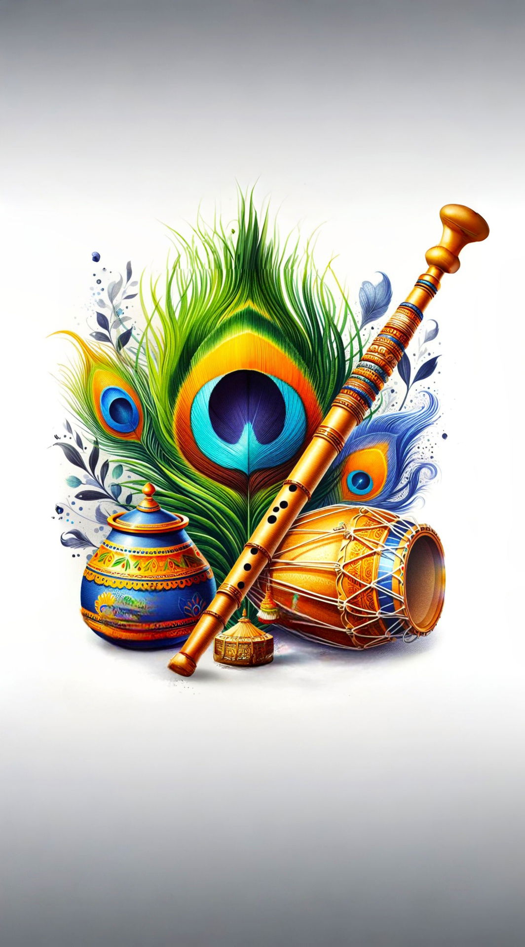 Krishna flute peacock feather devotional wallpaper