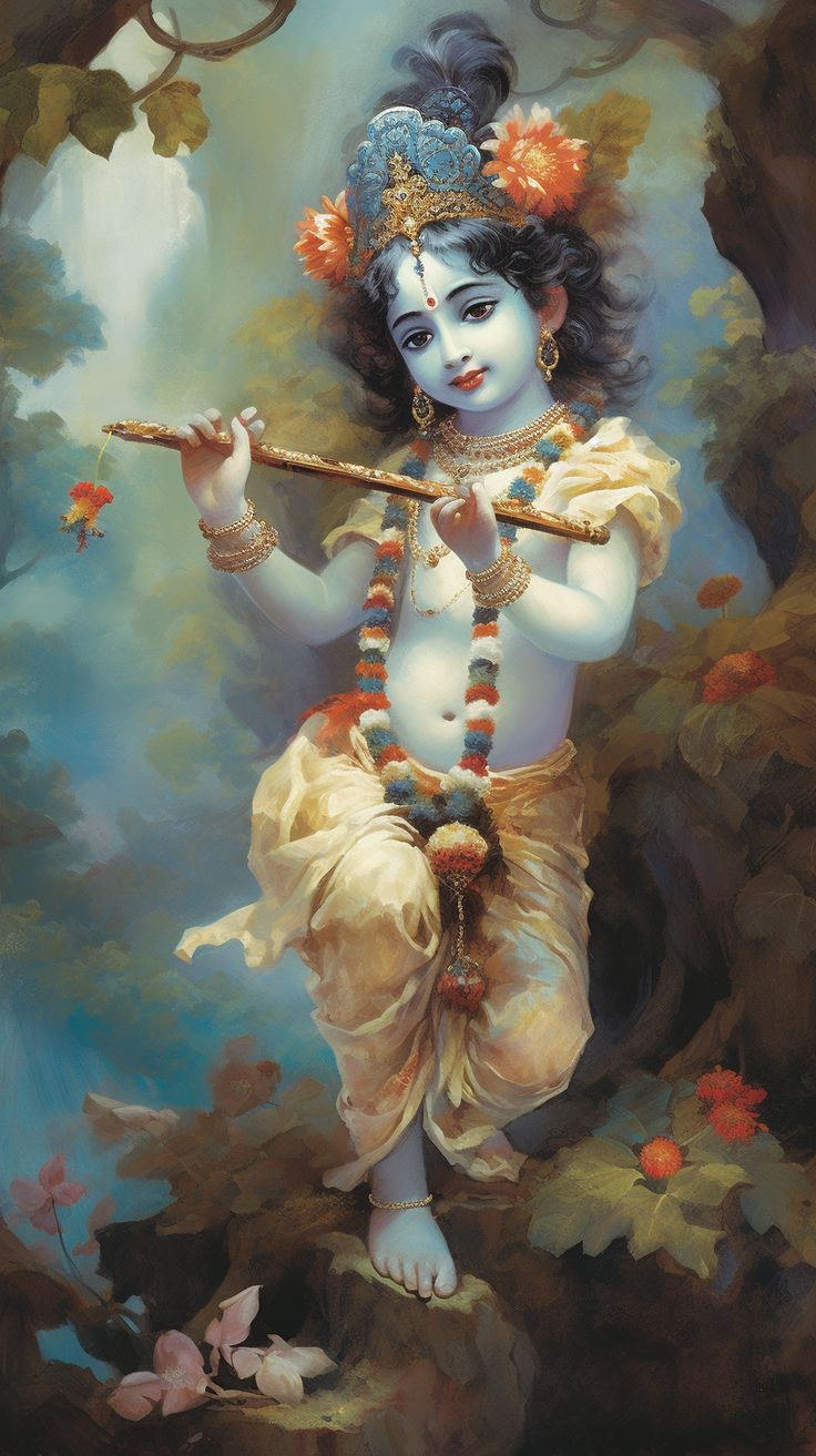 Baby Krishna playing the flute