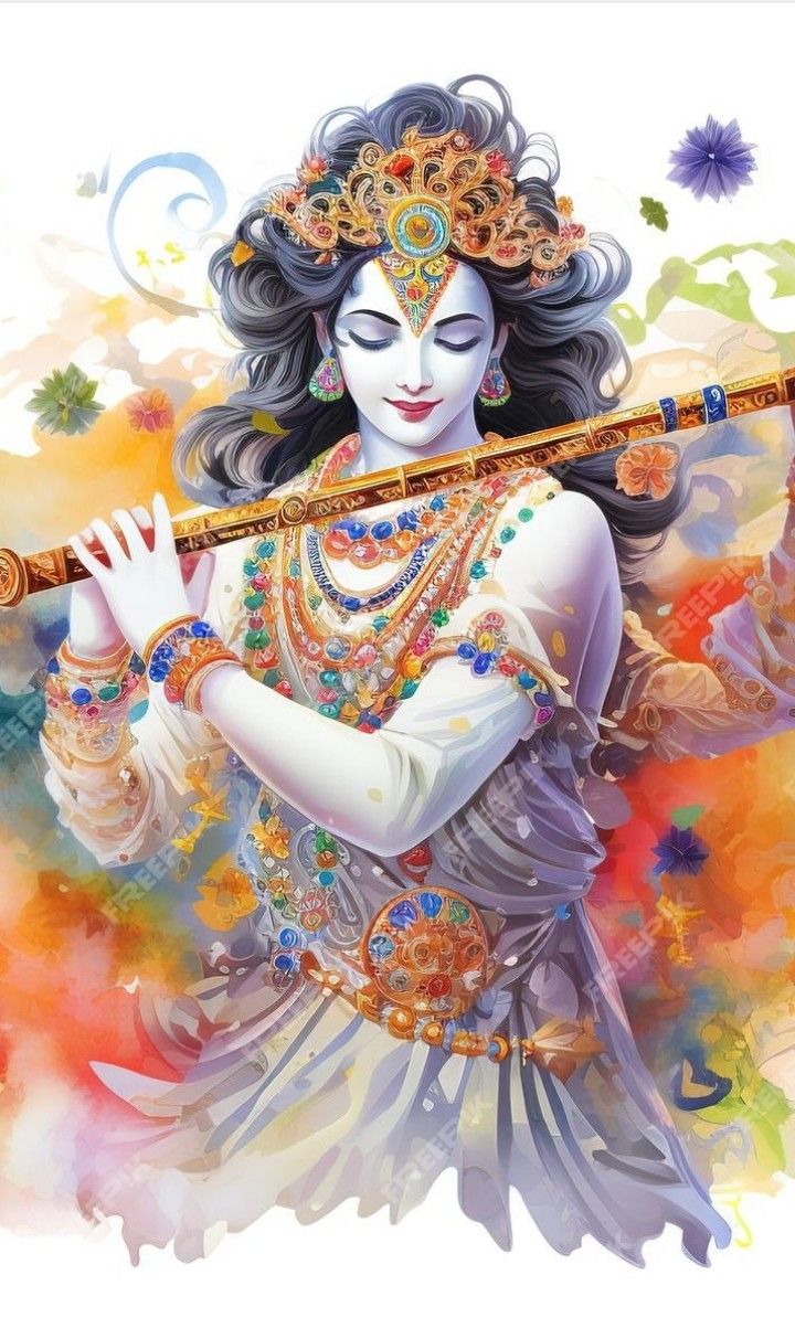 Krishna playing the flute, divine artwork