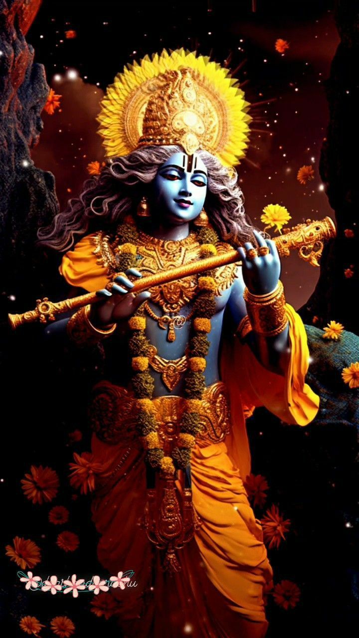 Krishna playing a mesmerizing flute tune