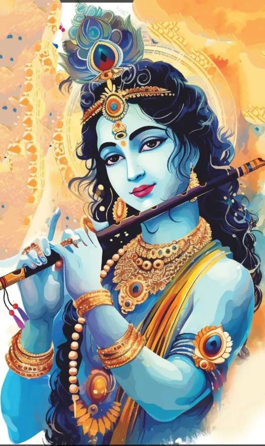 Krishna playing flute, divine portrait