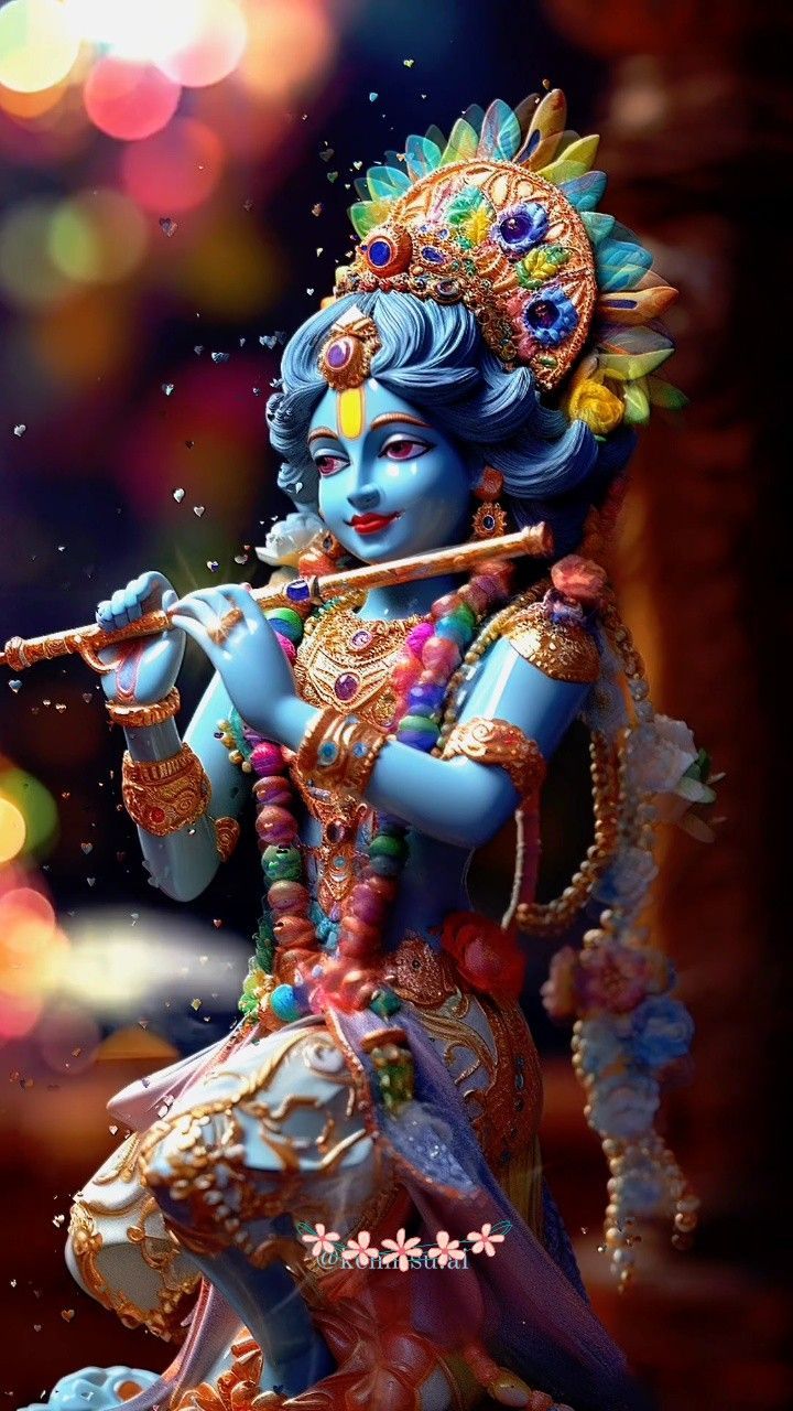 Krishna playing a mesmerizing flute tune