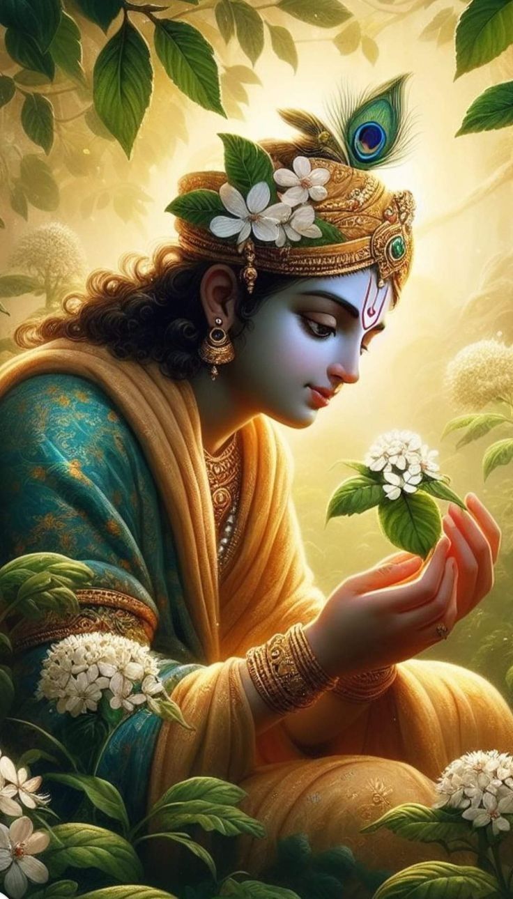 Lord Krishna with peacock feather adornment