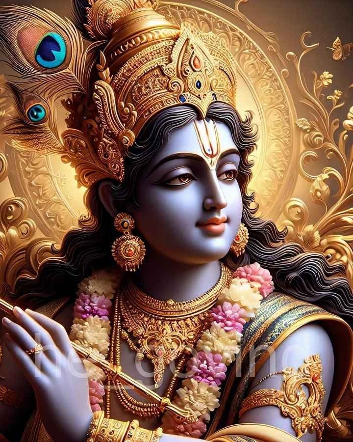 Lord Krishna playing the flute divine portrait