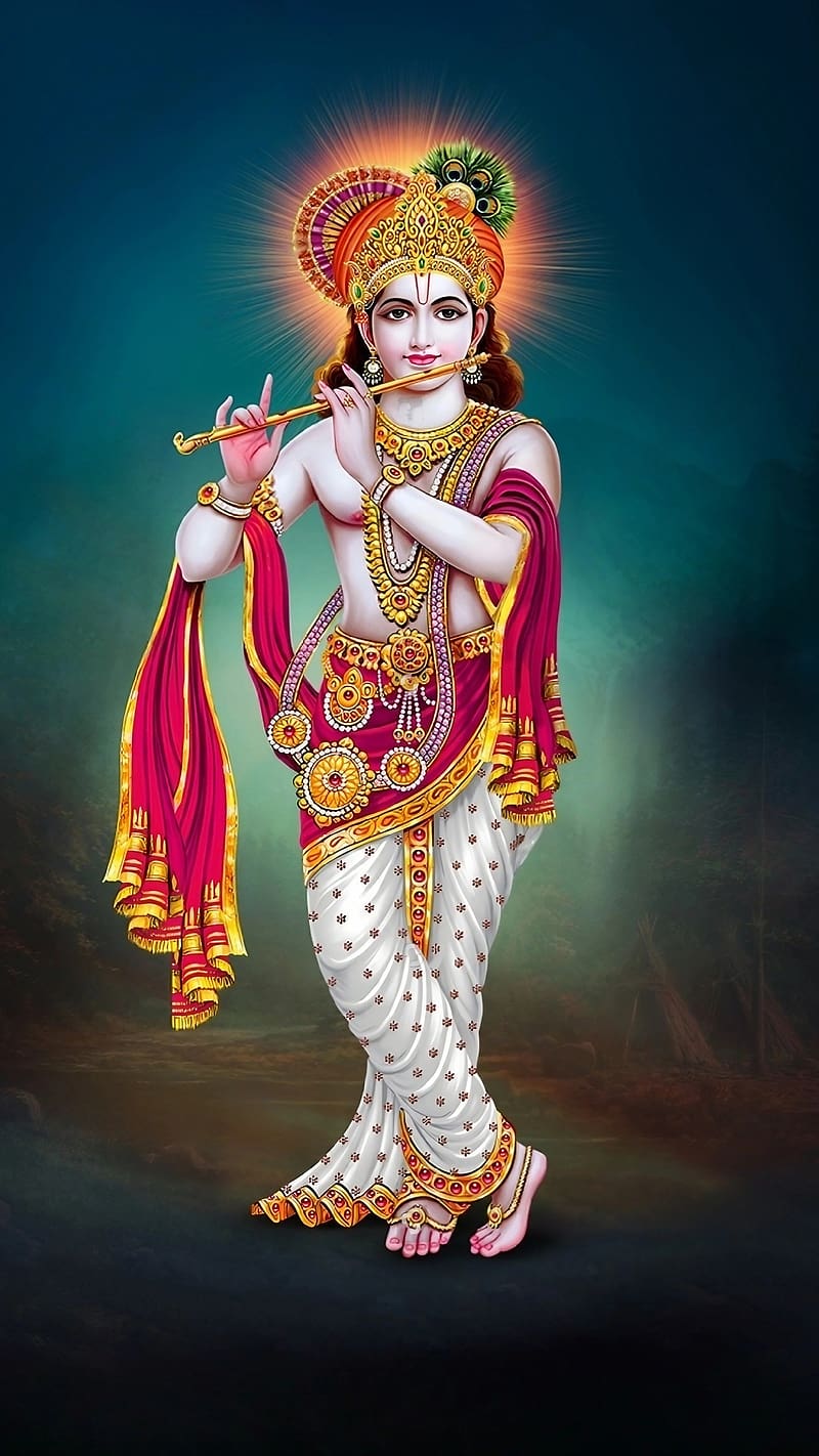 Lord Krishna playing a flute