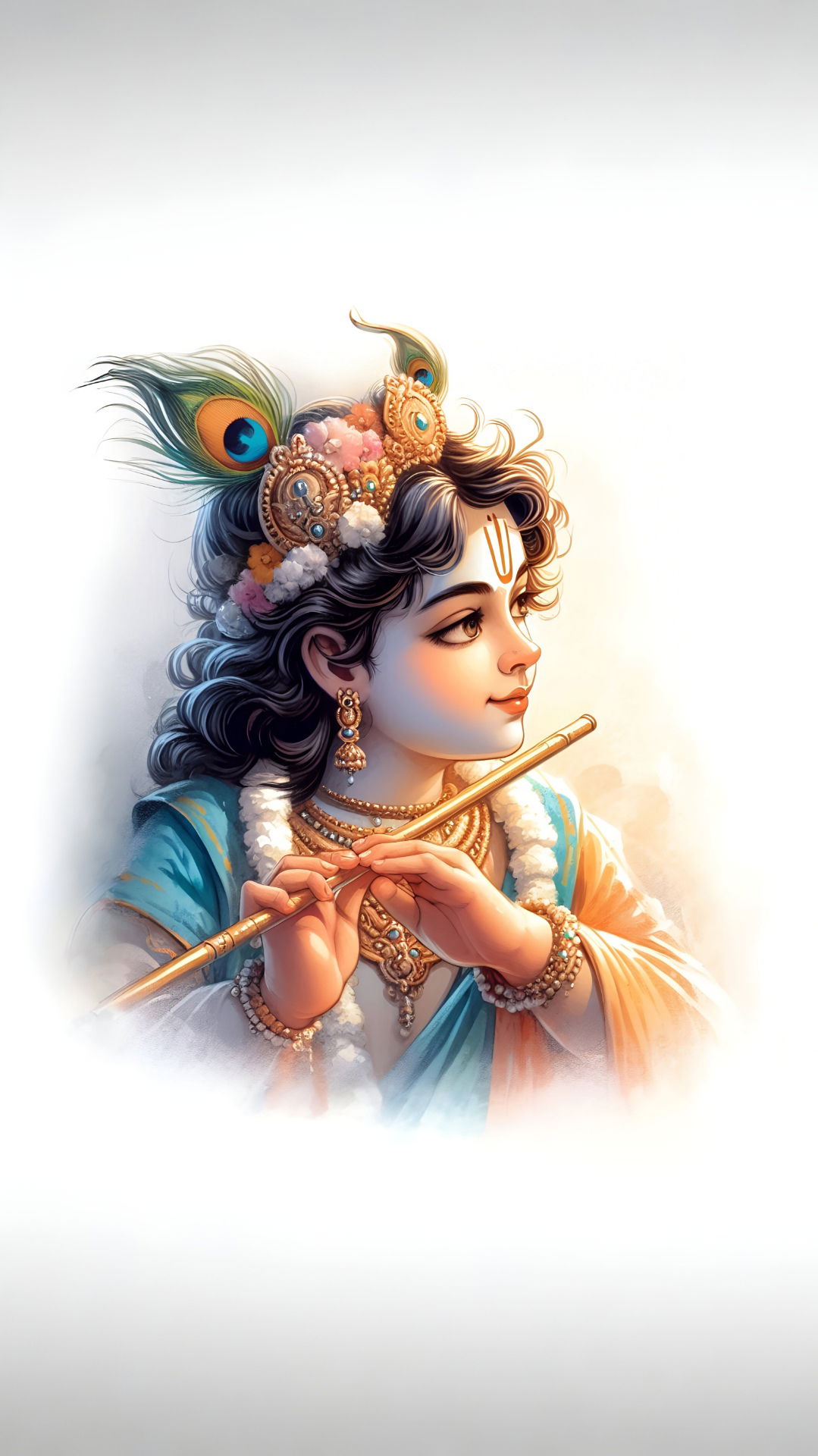 Krishna playing flute divine wallpaper