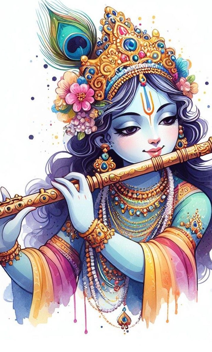 Lord Krishna playing a flute, divine art
