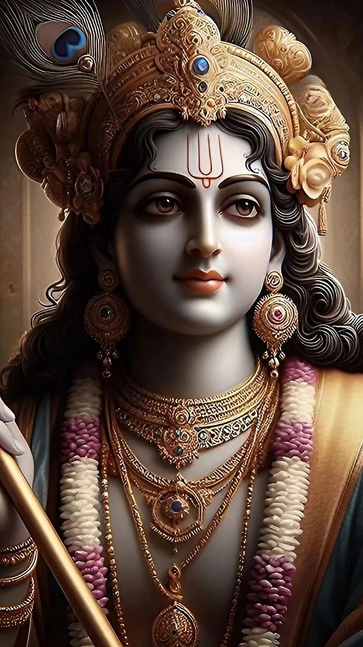 Krishna with flute and peacock feather