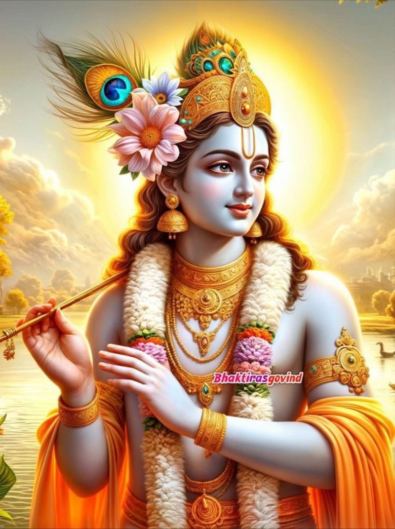 Lord Krishna playing the flute, divine image
