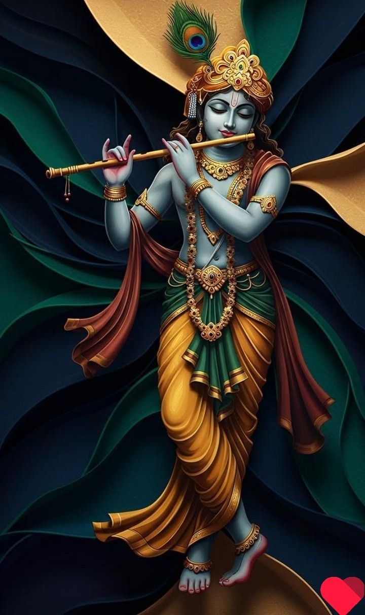 Krishna playing a beautiful flute melody