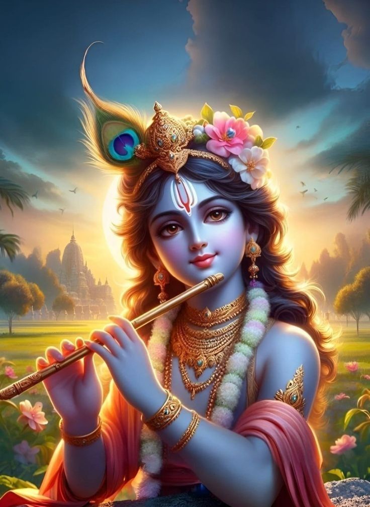 Krishna playing flute, divine image