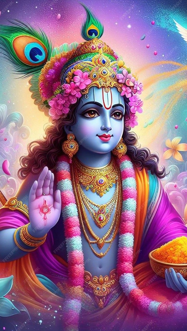 Krishna with peacock feather and flute