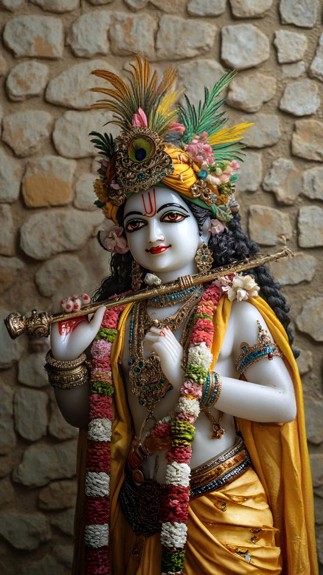 Krishna with flute and peacock feather