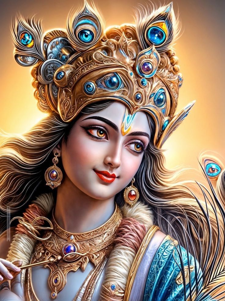 Lord Krishna with Peacock Feather Crown