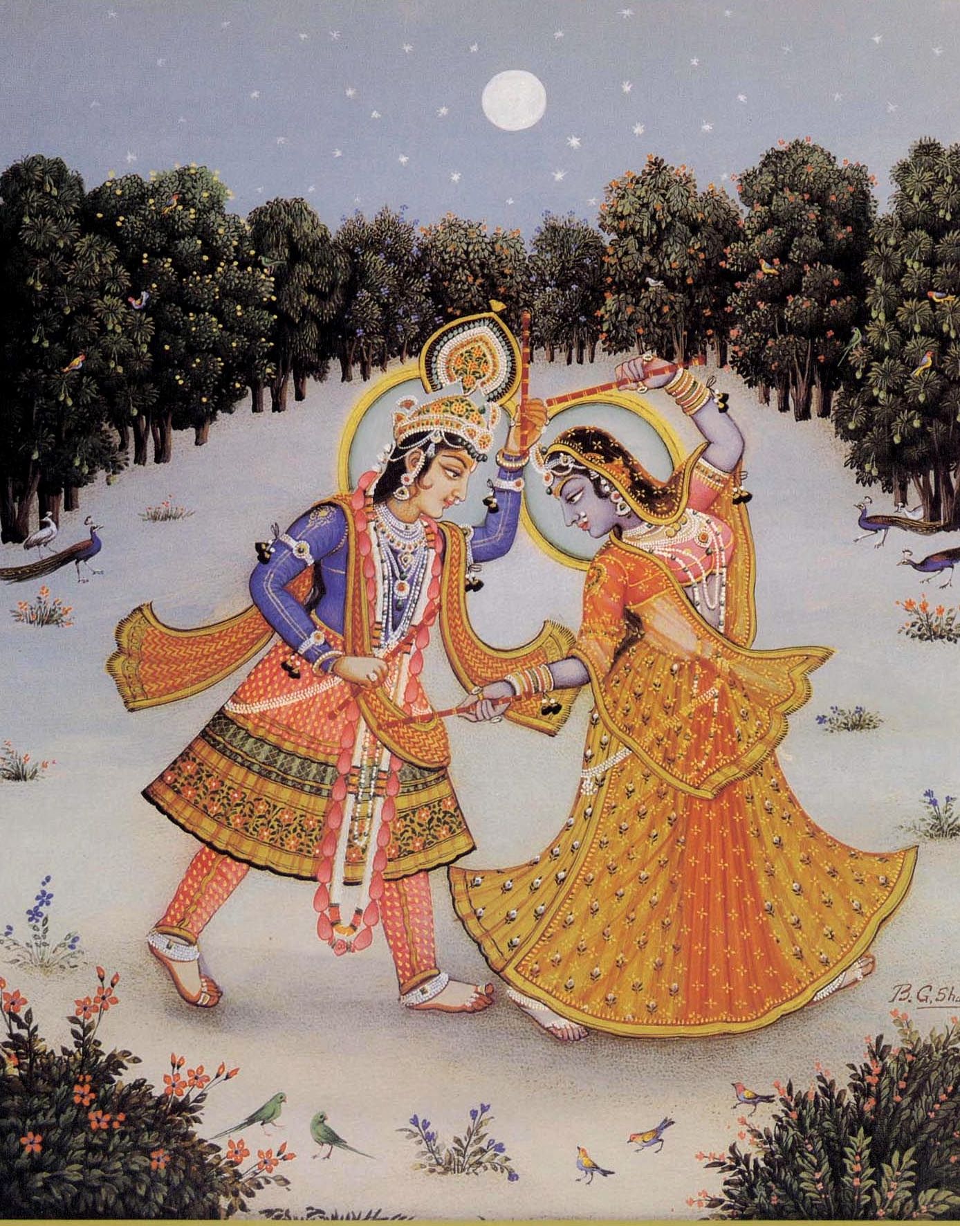 Krishna Radha Raas Leela traditional painting