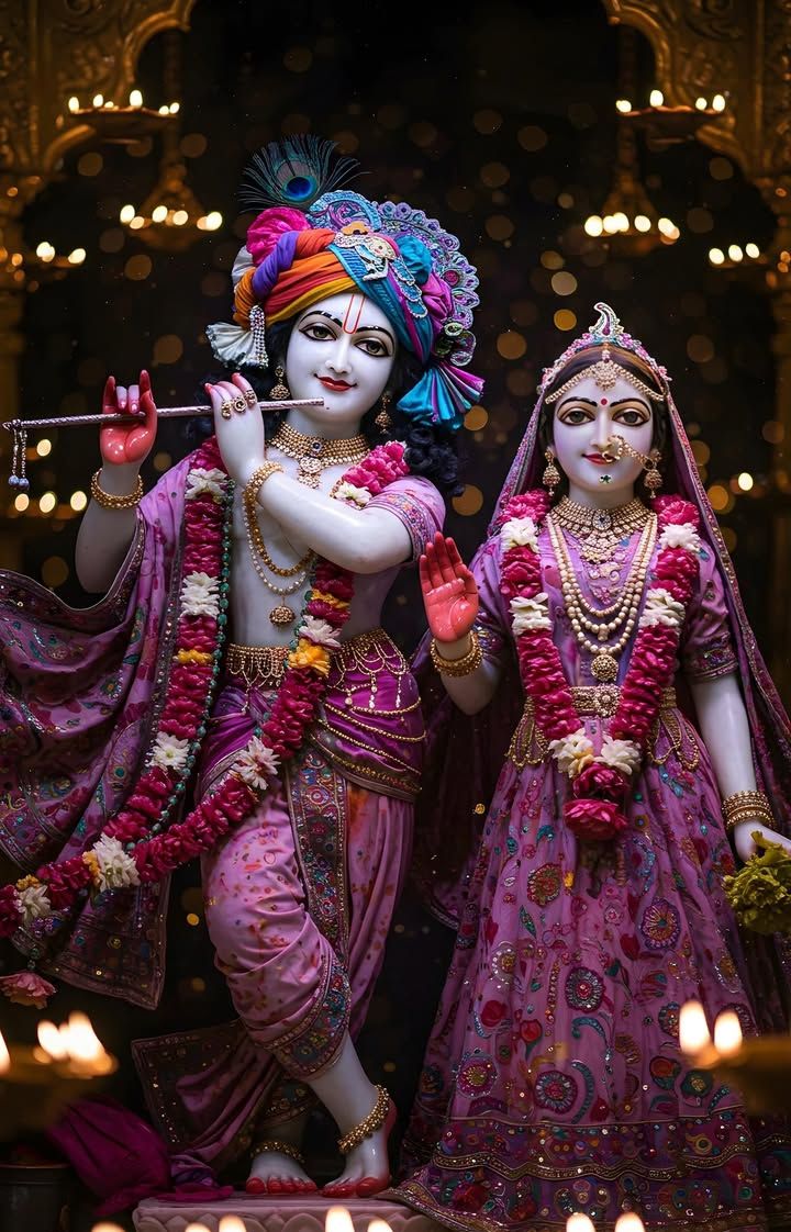 Radha Krishna divine couple portrait