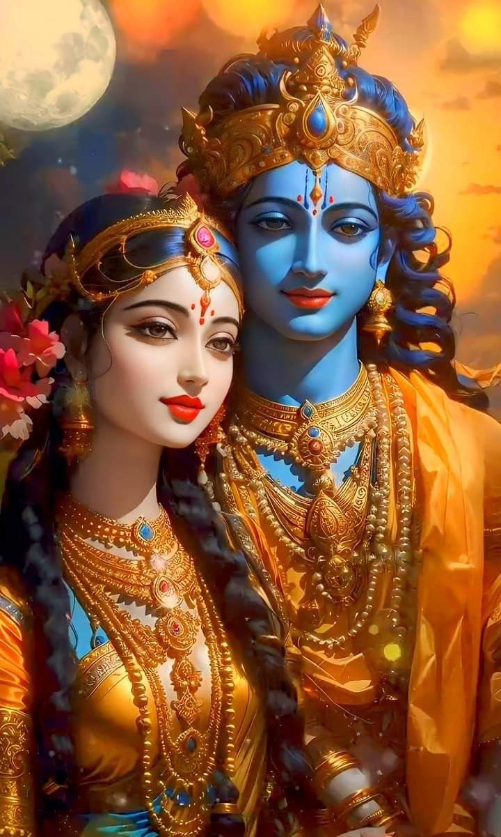 Radha Krishna divine couple portrait