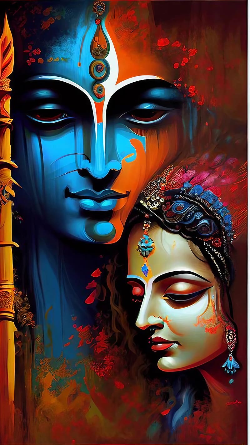 Radha Krishna divine portrait wallpaper