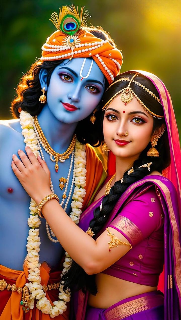 Radha Krishna loving embrace wallpaper