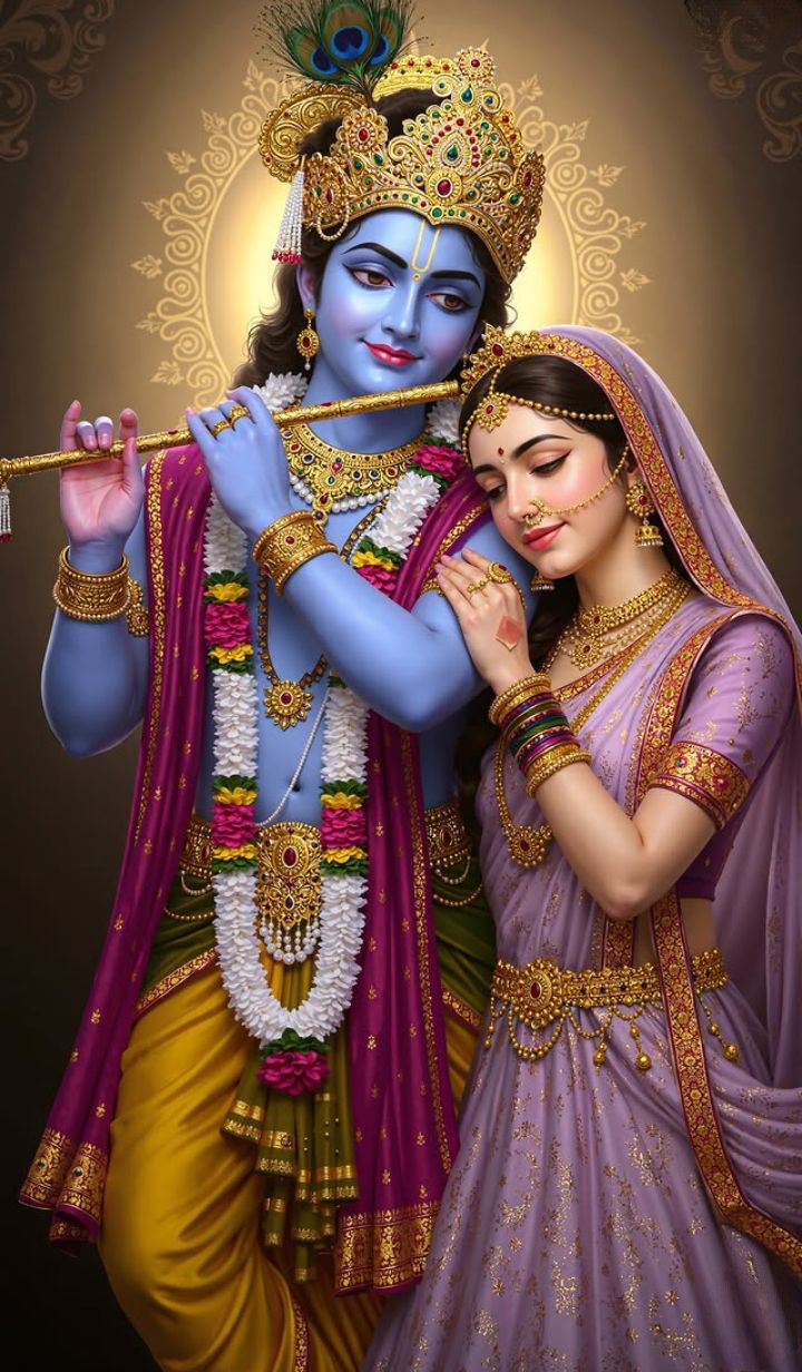 Krishna and Radha divine love portrait