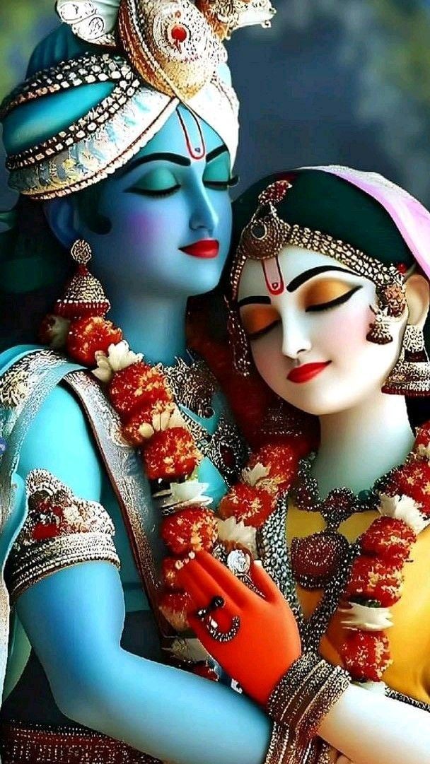 Radha and Krishna in loving embrace