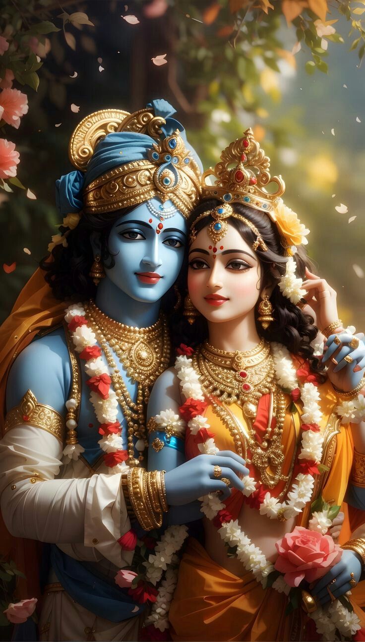 Radha Krishna divine couple portrait
