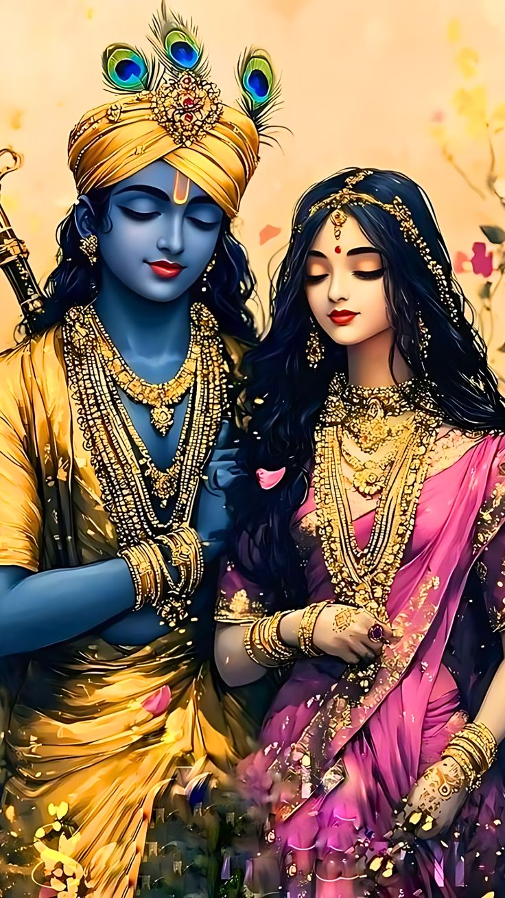 Radha Krishna loving embrace wallpaper