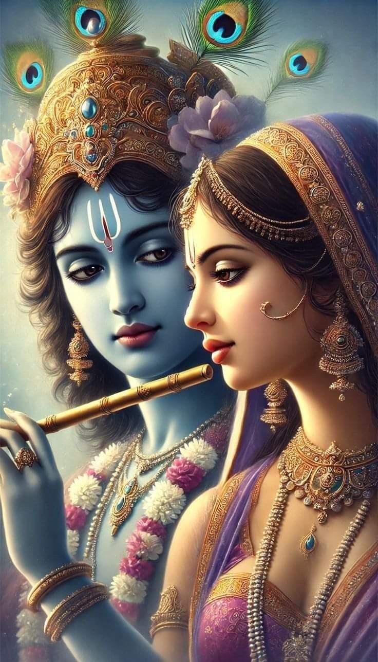 Krishna and Radha in divine embrace