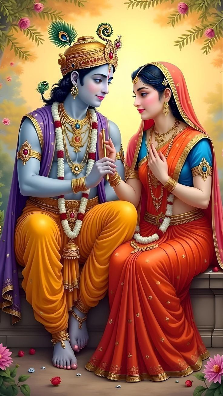 Krishna and Radha in loving embrace