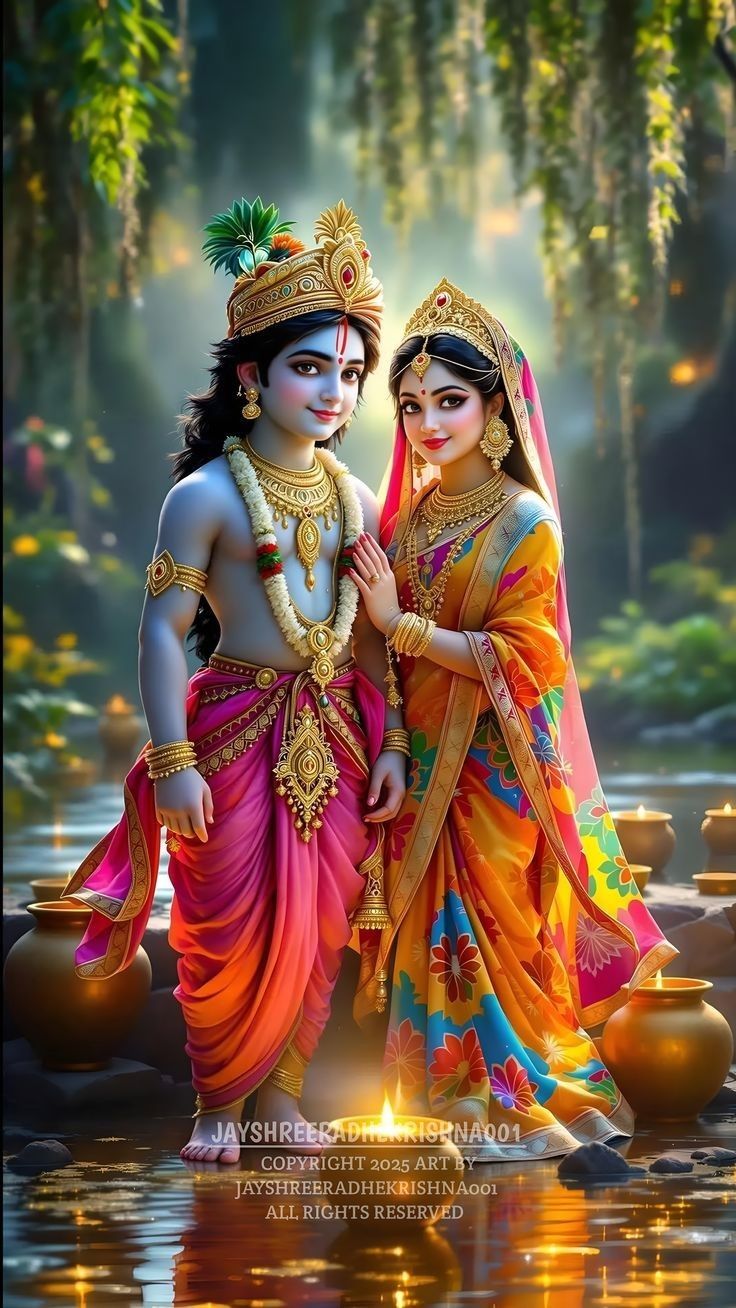 Radha and Krishna, divine couple portrait