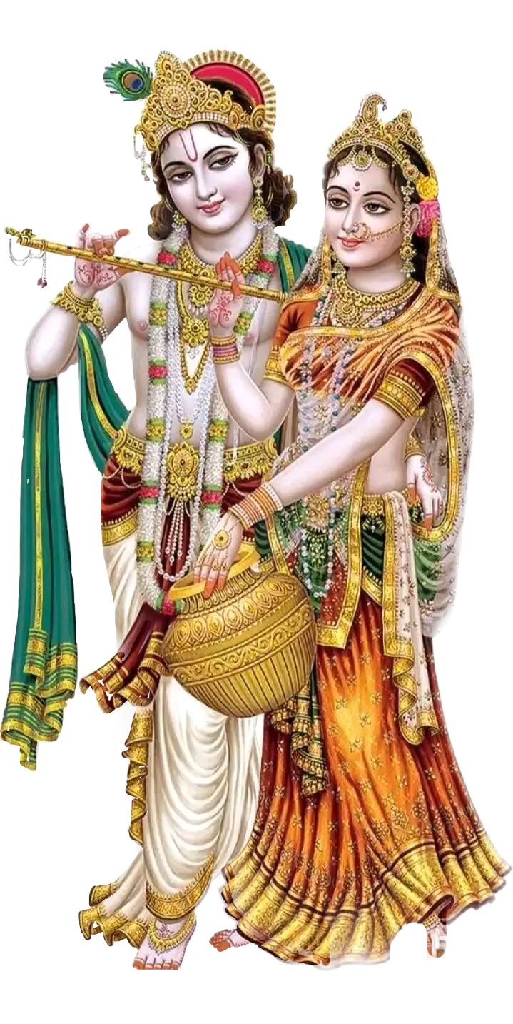 Radha and Krishna in loving embrace