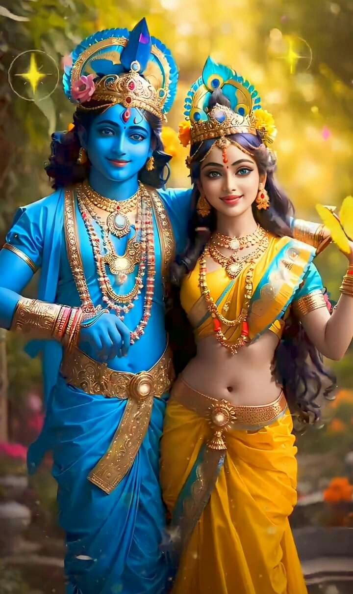 Krishna and Radha divine couple portrait