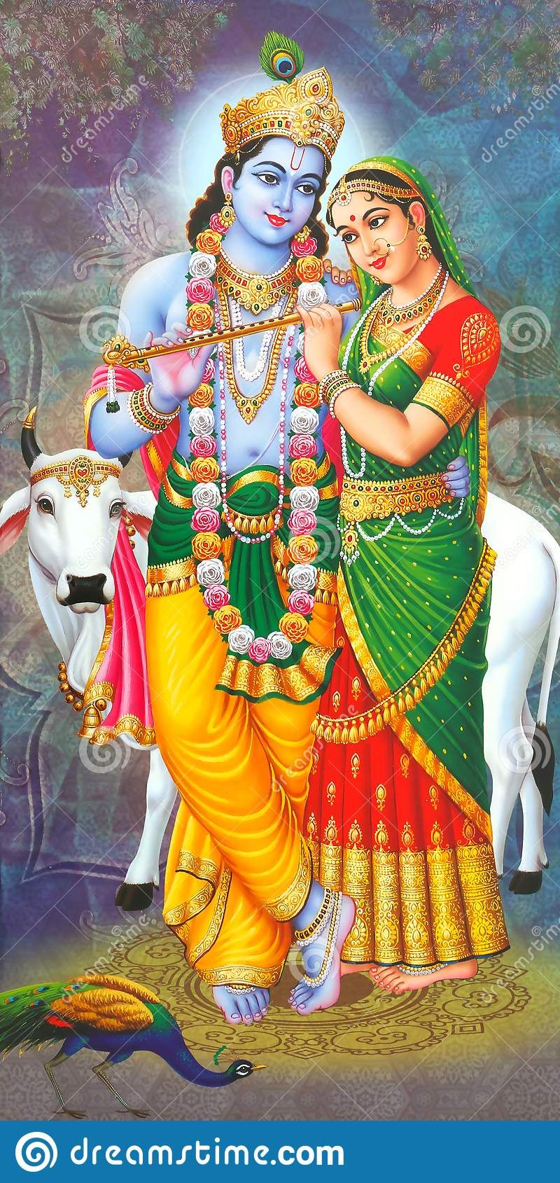Radha and Krishna in loving embrace