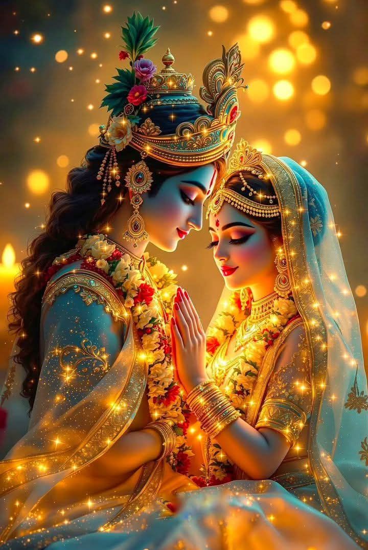 Radha and Krishna in loving embrace