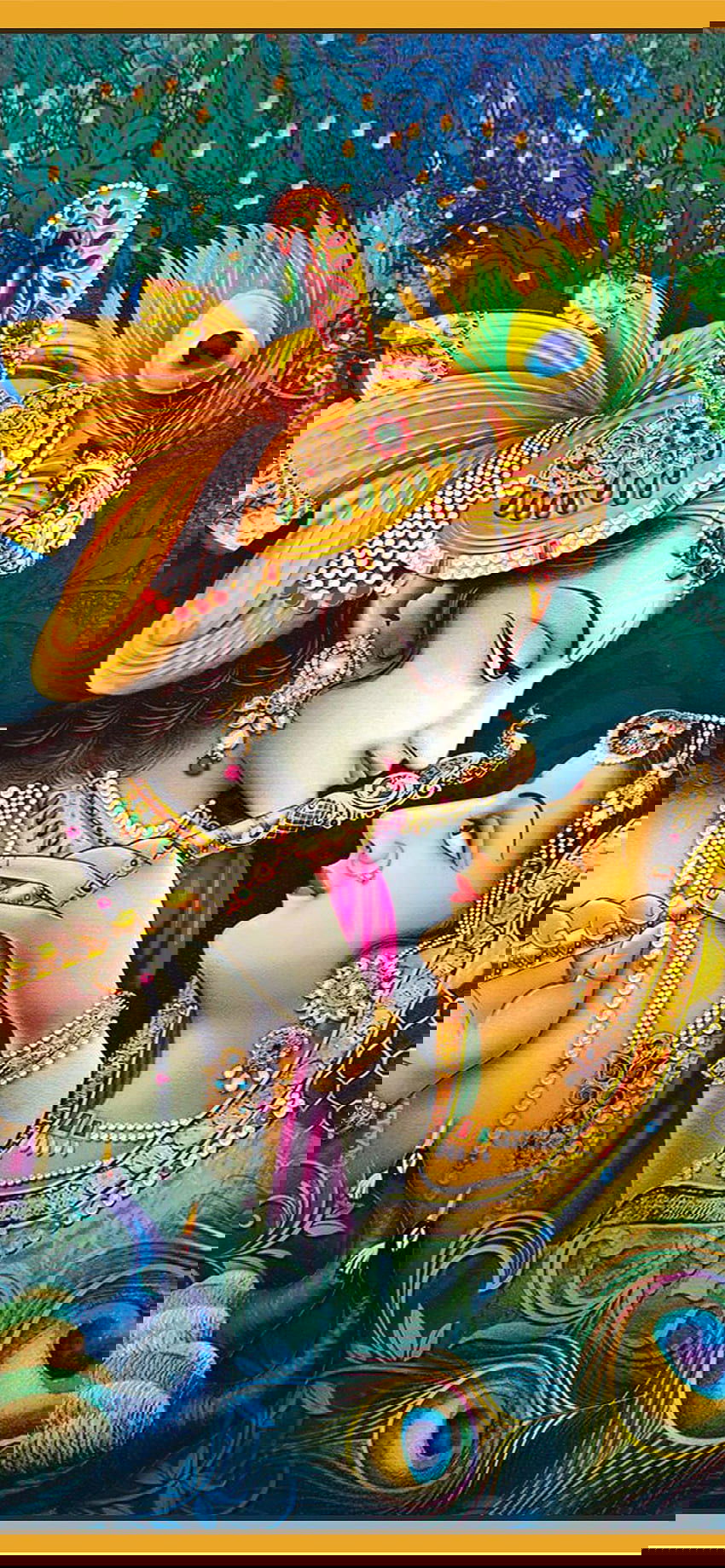 Radha and Krishna in loving embrace