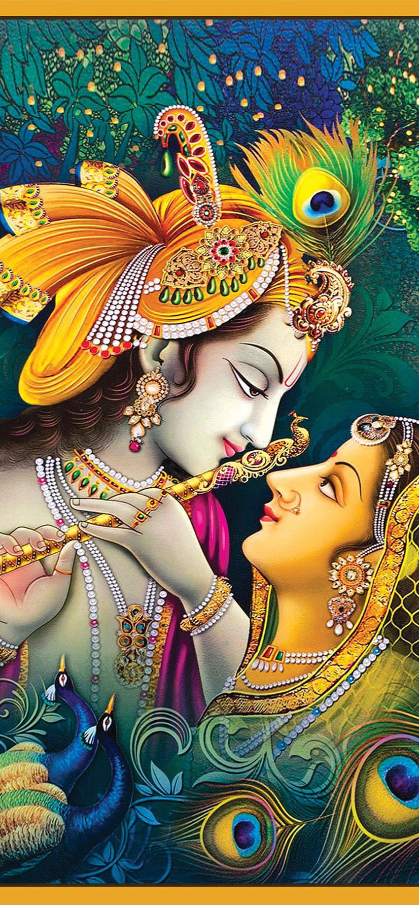 Radha and Krishna in loving embrace