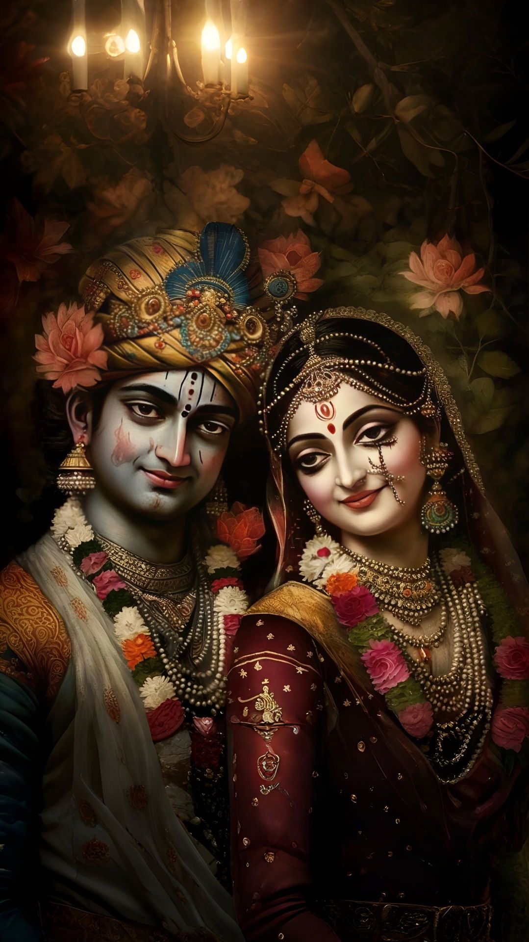 Radha and Krishna divine portrait wallpaper