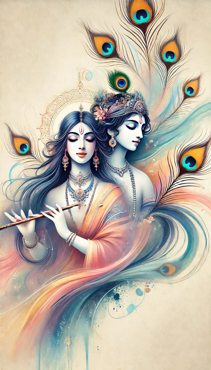 Radha and Krishna divine love painting