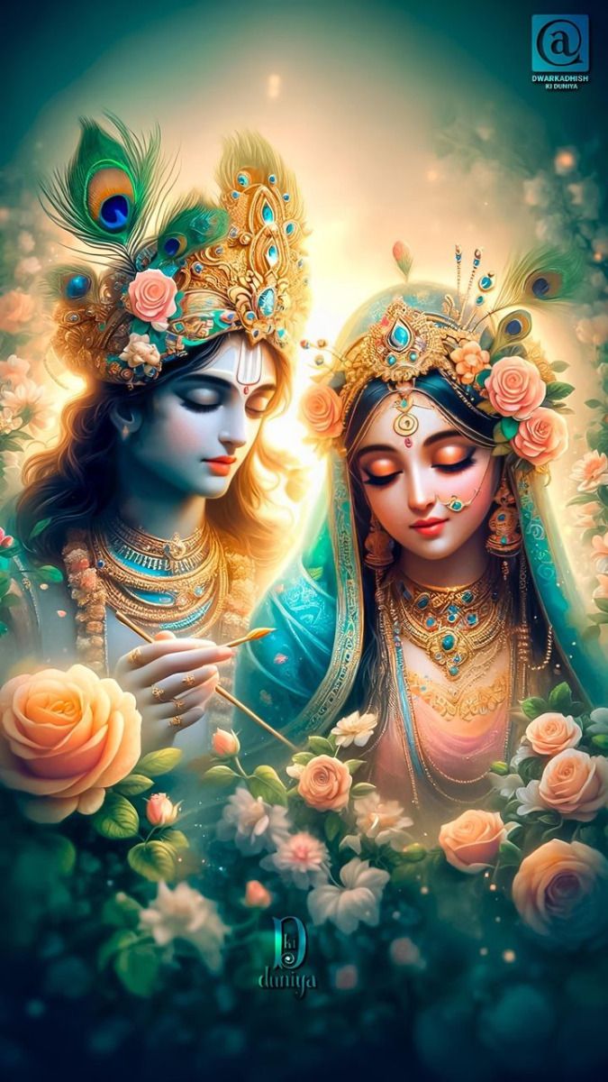 Radha and Krishna divine couple portrait