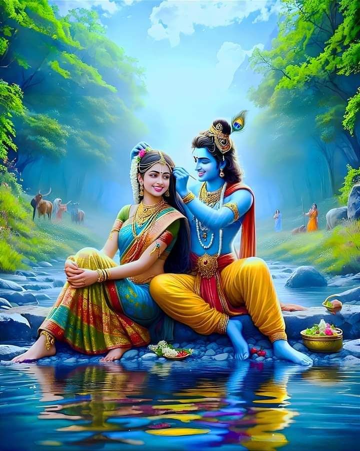Radha Krishna love forest divine