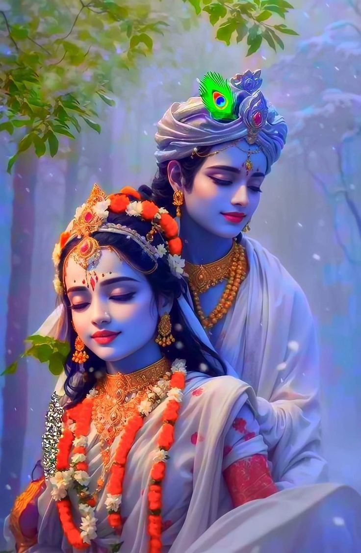 Radha Krishna divine couple portrait