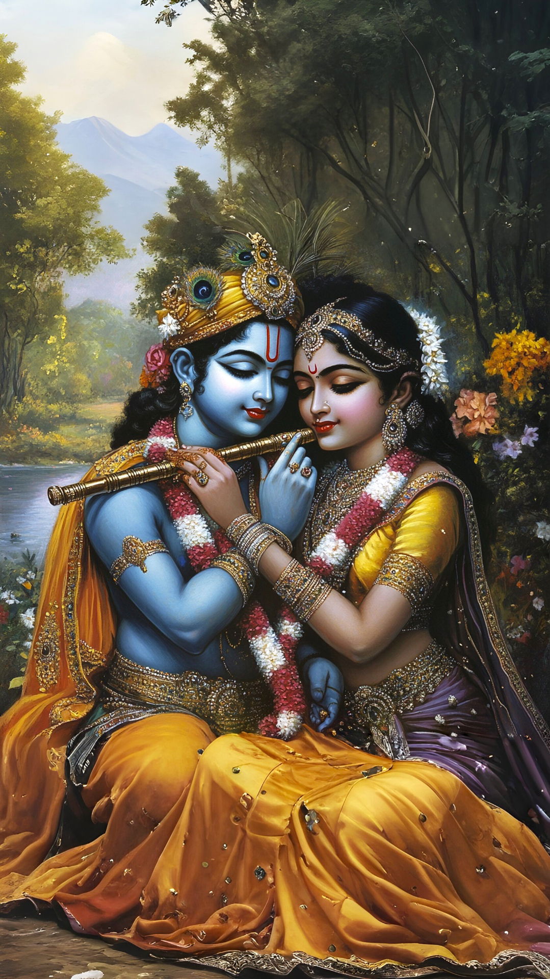 Radha Krishna in a loving embrace