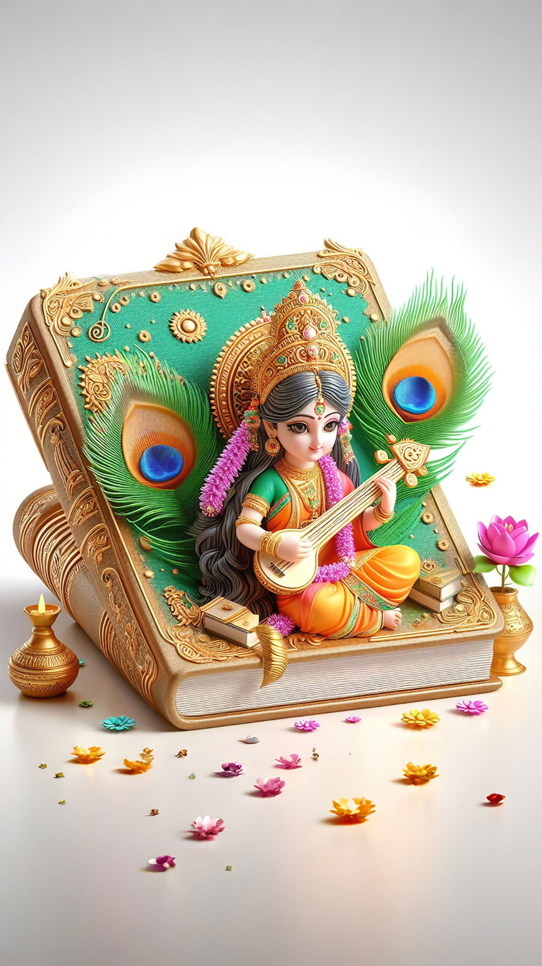 Radha Krishna playing veena divine art