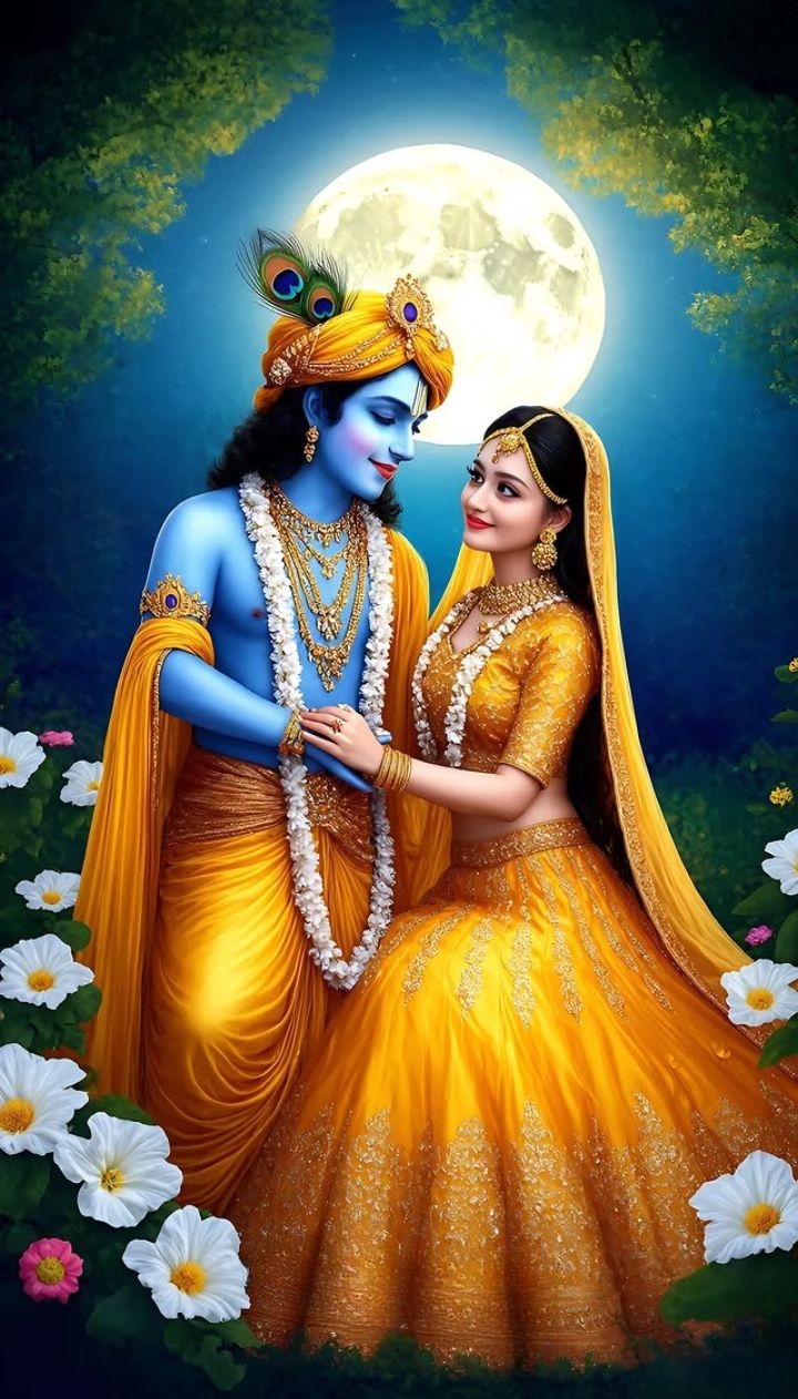Krishna and Radha in a loving embrace
