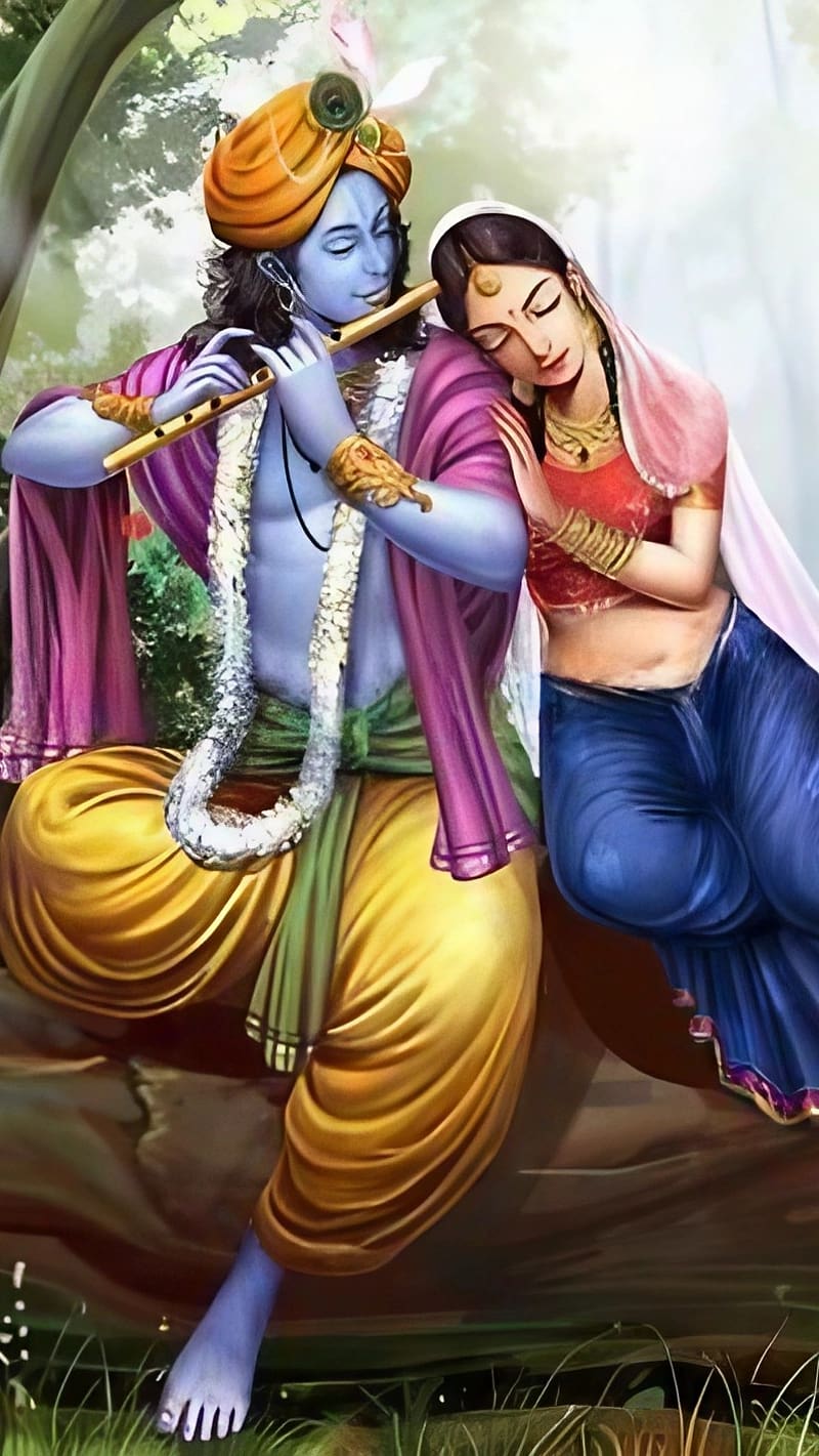 Krishna and Radha in a loving embrace