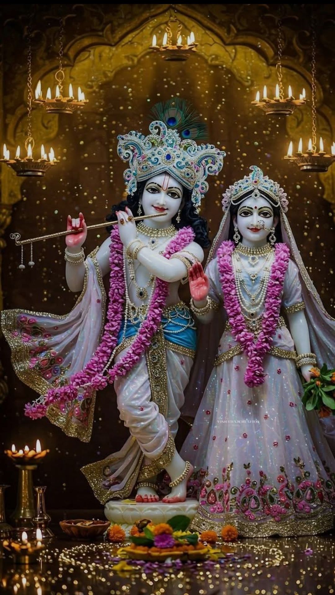 Krishna and Radha divine temple statue