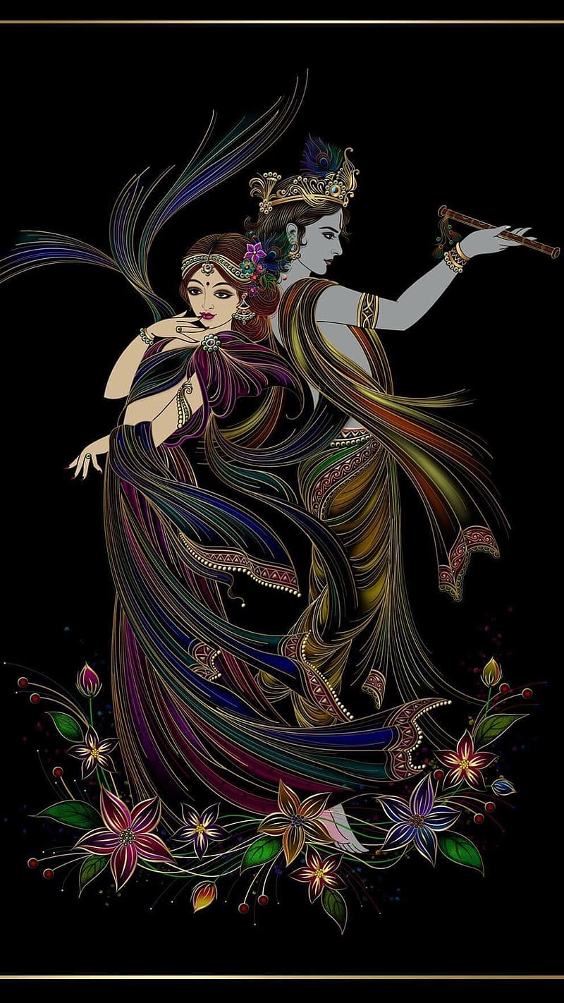 Krishna Radha divine love artwork.
