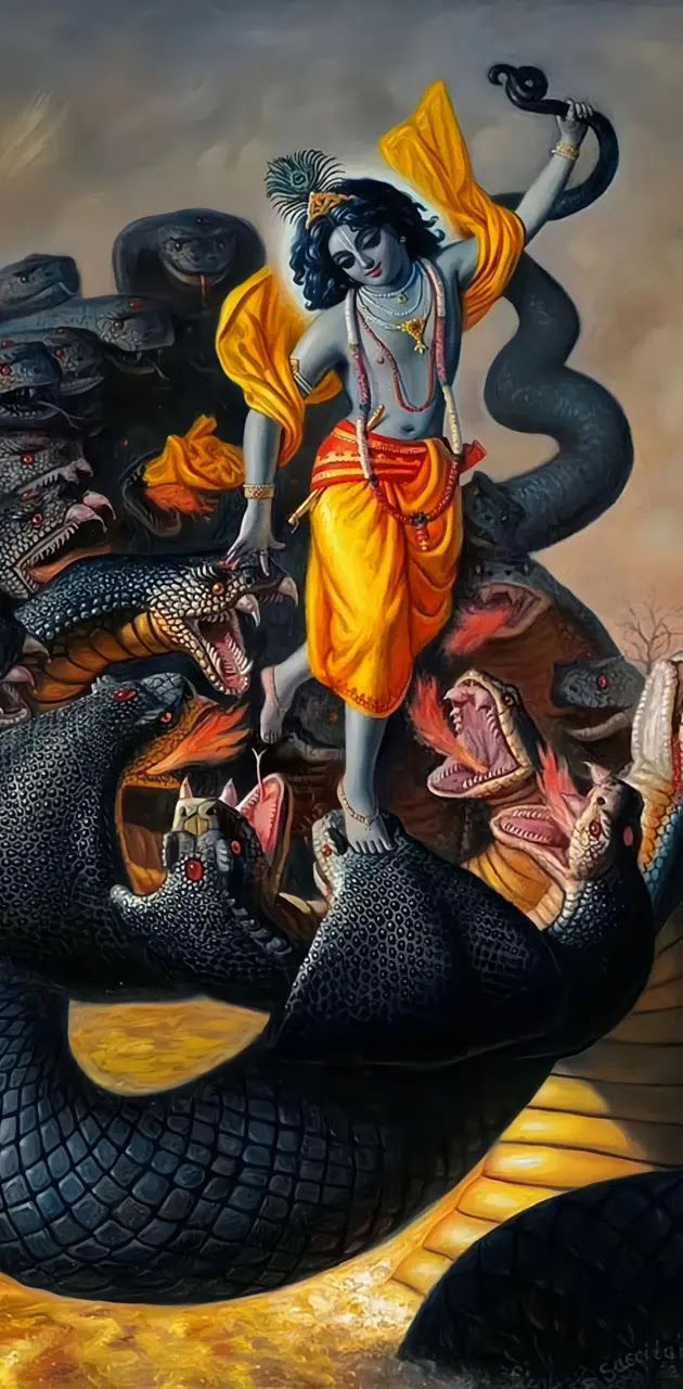 Krishna subduing the Kaliya serpent